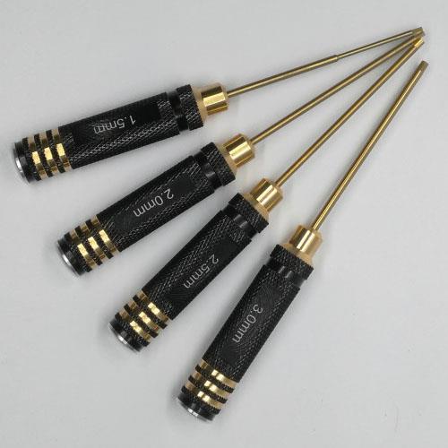 [ܼ] DTT11005 [DETAILS TECH] (Ƽź ) Classic Allen Wrench Set - Black Gold 4pcs Hex1.5/2.0/2.5/3.0mm Ti-Tips