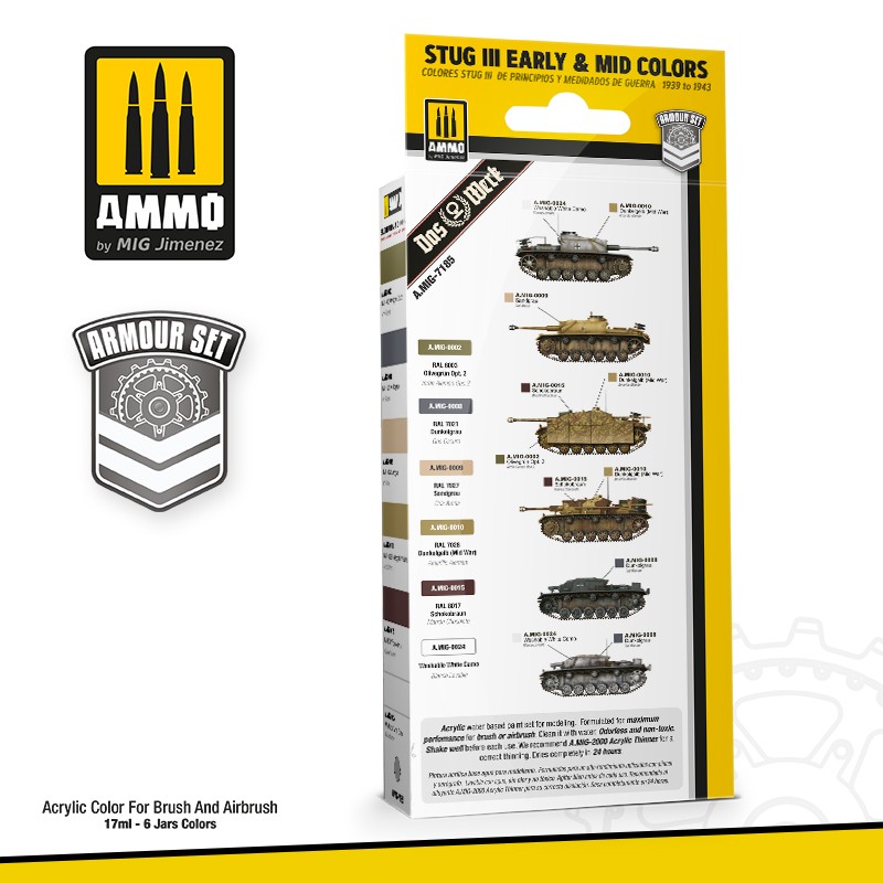 [ܼ] CG7185 [MIG AMMO] CG7185 STUG III EARLY and MID COLORS 1939 TO 1943 SET