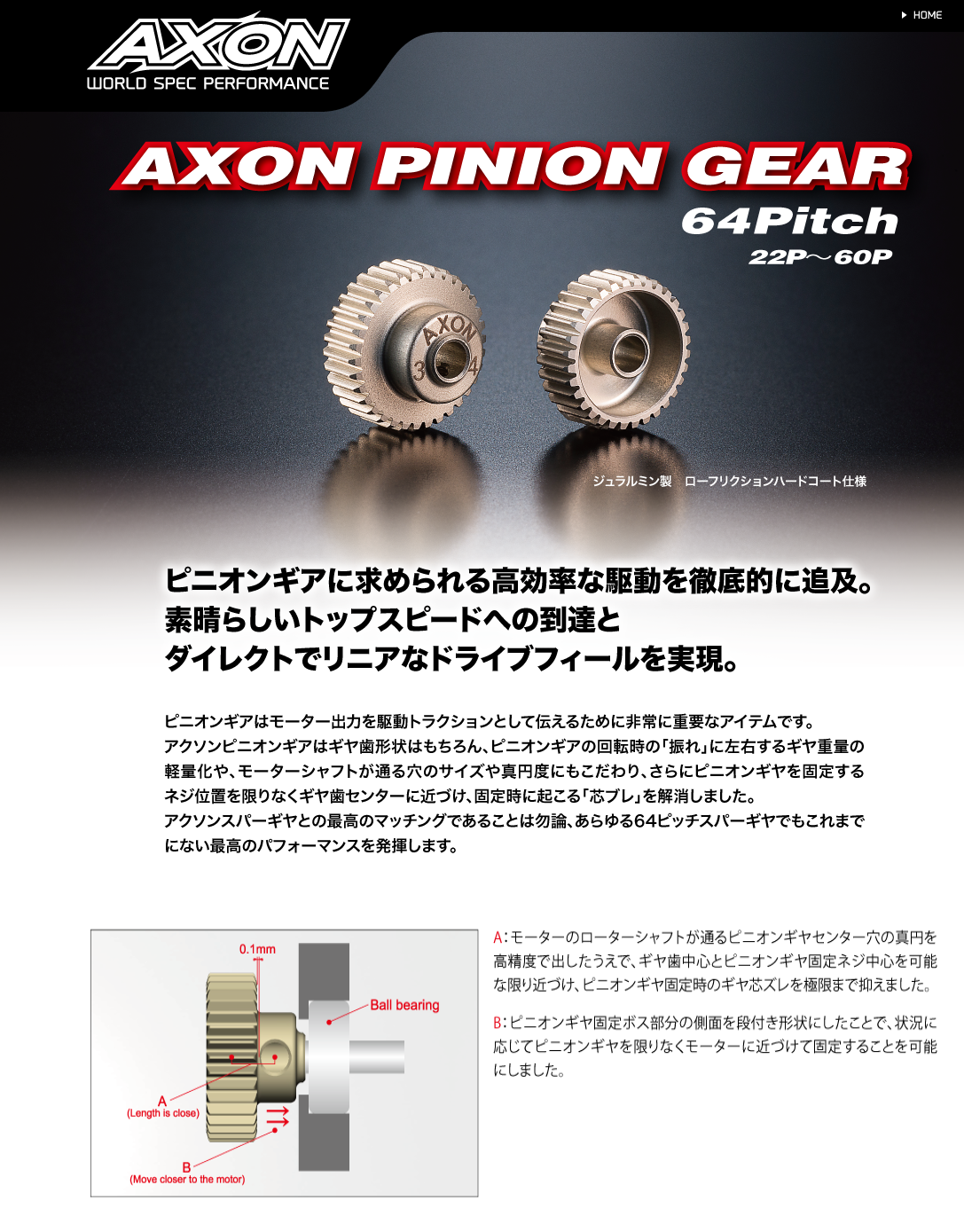 [ܼ] GP-A6-047 [AXON RACING] AXON PINION GEAR 64P 47T