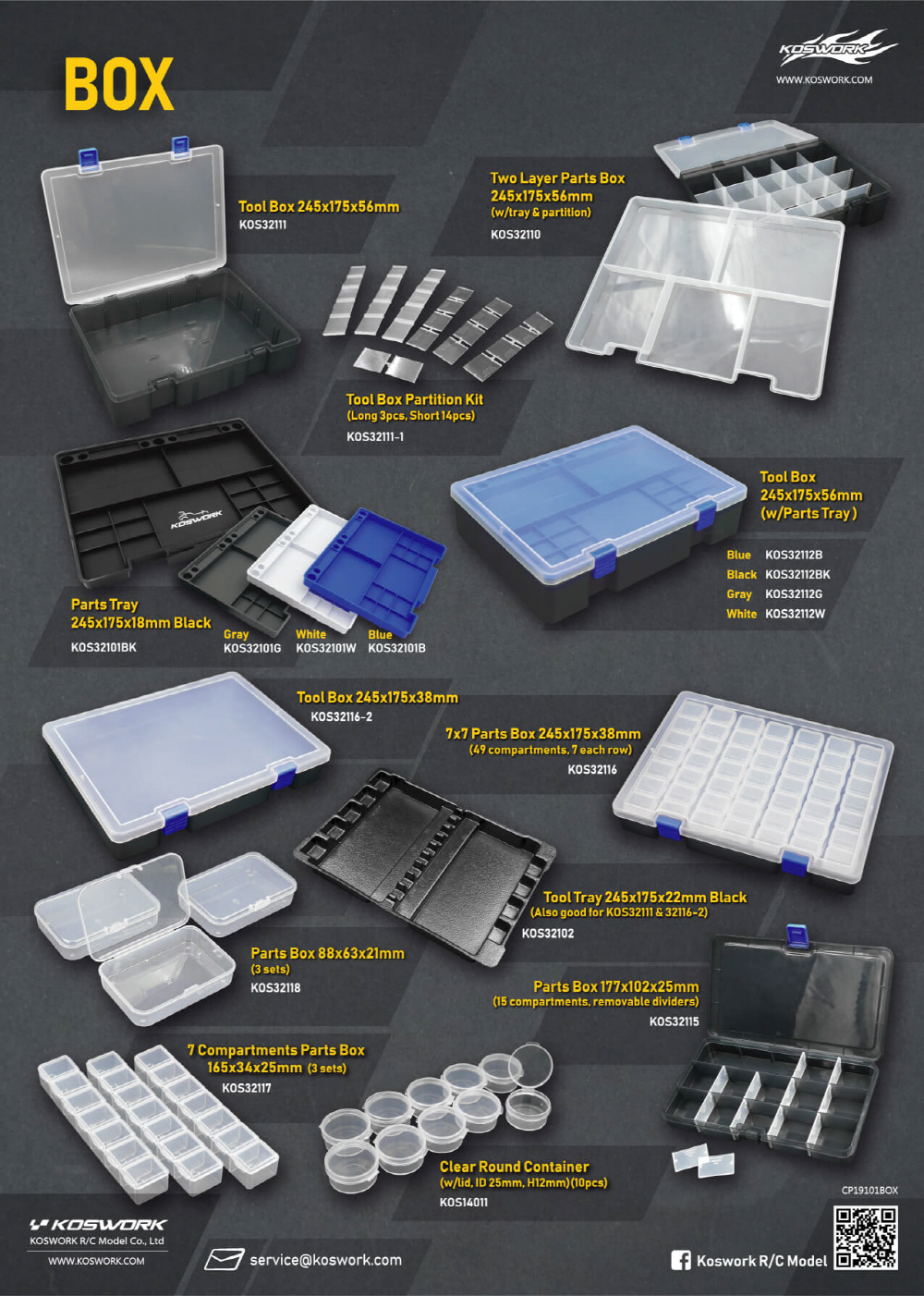[���ܼ�] KOS32116 [KOSWORK] 7x7 Parts Box 245x175x38mm (49 Compartments, 7 Each Row)