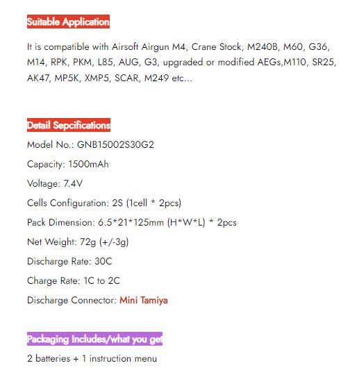 [���ܼ�] JAM-181097 [GNB] 7.4V 1500mAh 30C ��Ƭ������ ���͸� (�и��� / �� ����)