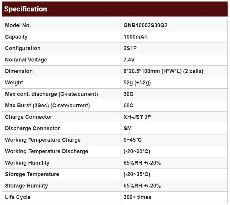 [ܼ] GNB-2S-1-G2 [GNB] 7.4V 1000mAh 30C Ƭ ͸ (и /  )
