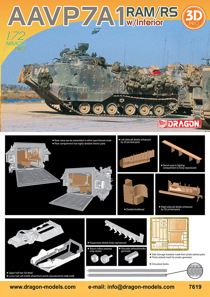 [���ܼ�] BD7619 [Dragon] BD7619 1/72 AAV7A1 RAM/RS w/Interior