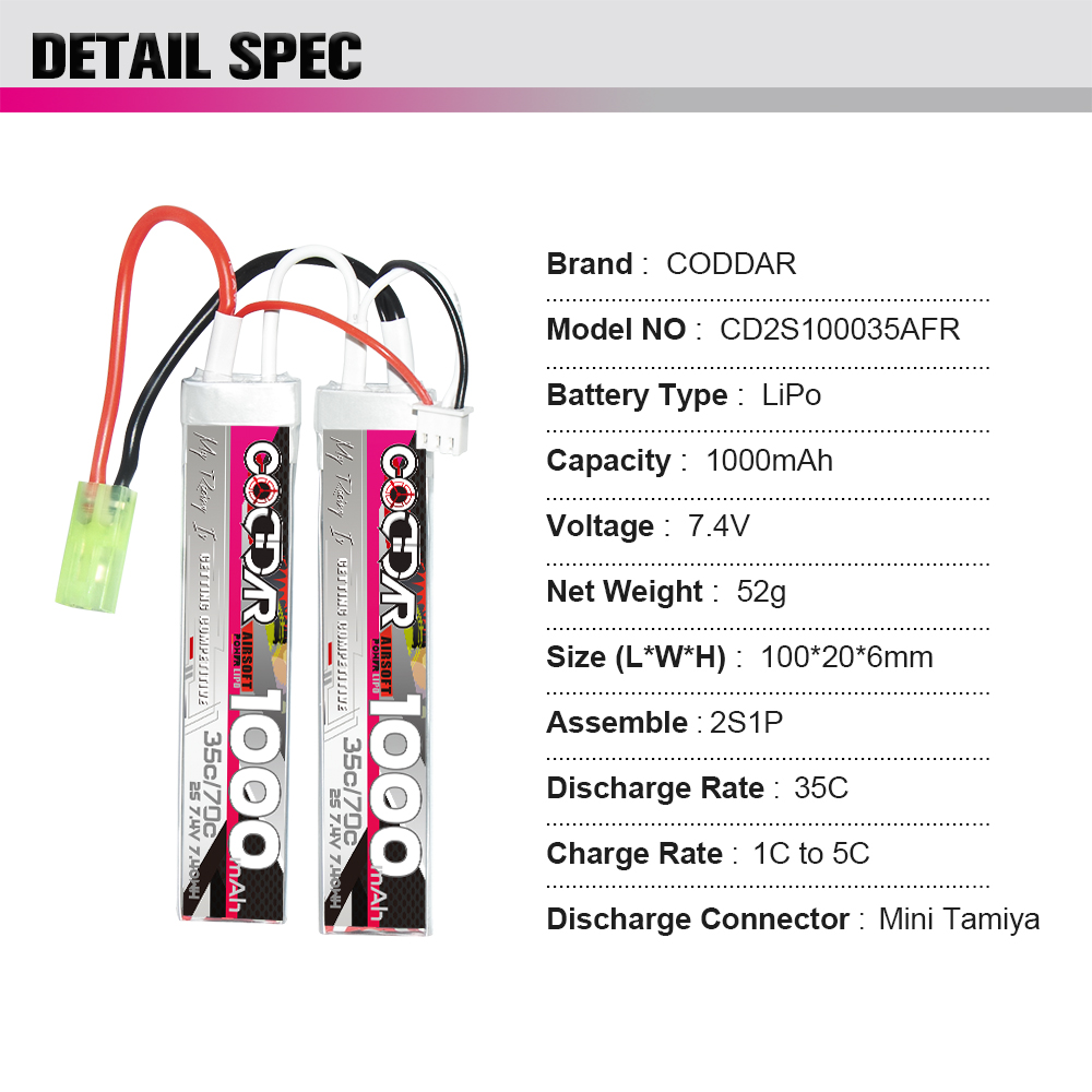 [ܼ] CD2S100035AFR [CODDAR] 7.4V 1000MAH 35C Ƭ ͸ ( )