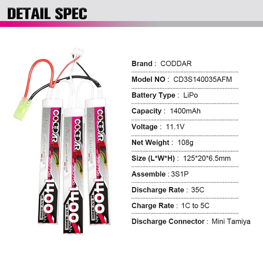 [ܼ] JAM-182337 [CODDAR] 11.1V 1400MAH 35C Ƭ ͸ ( ) - и