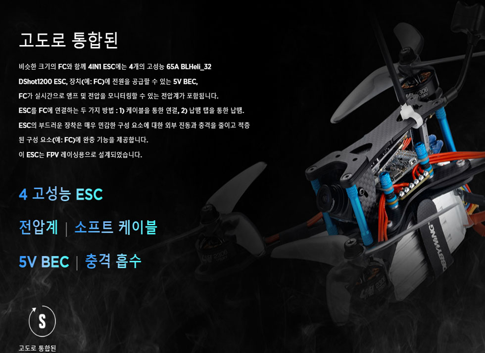 [ܼ] 30902064 [HOBBYWING] XRotor FPV G2 4in1 ESC 65A 3~6S ̽   ӱ