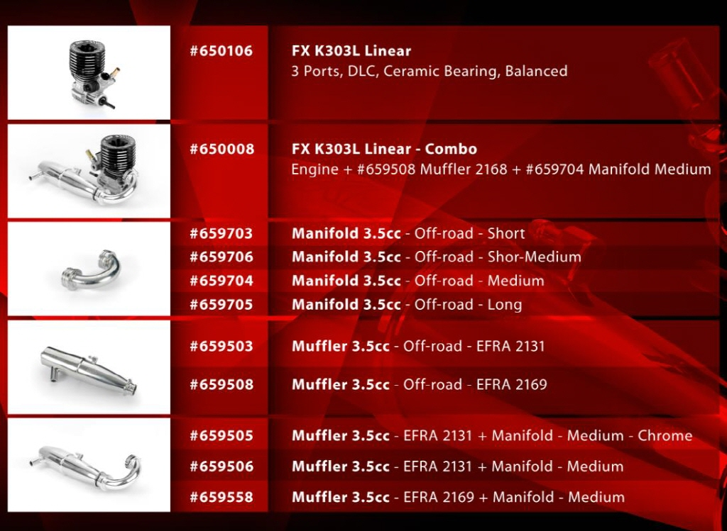 [���ܼ�] 650008 [FX ENGINE] (�޺� ��Ʈ) FX K303L - Linear - Combo:Engine Muffler 2169 Manifold-M