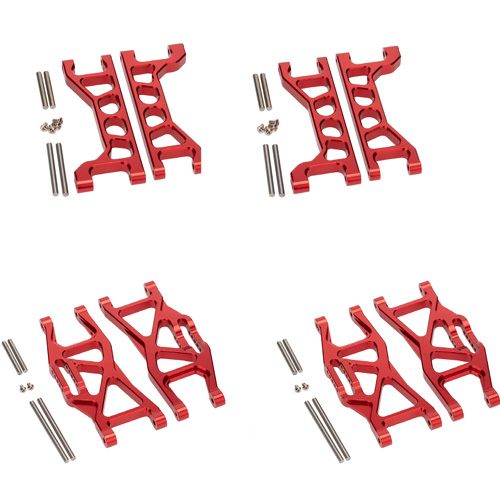 [ܼ] DTMAXX006 [DETAILS TECH] 1/10 Traxxas MAXX Aluminum Lower And Upper Suspension Arms 4 Sets (Red)