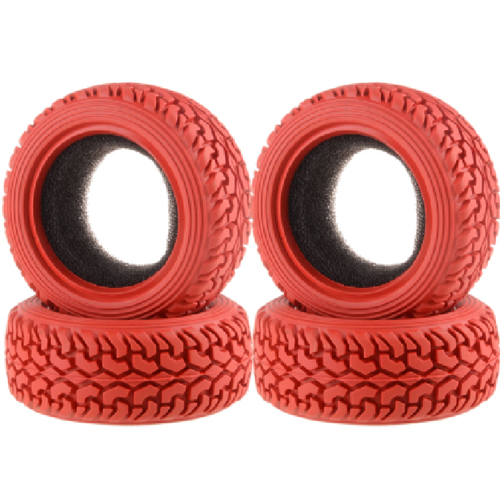 [ܼ] DTOW03012C [DETAILS TECH] (4PC, Ѵ) 1/10 On Road Rubber Pull Tyres 4pcs/set (Red)