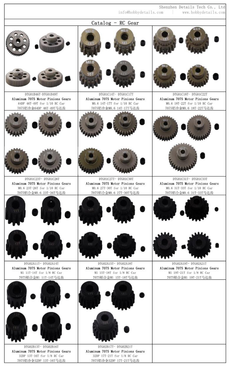 [���ܼ�] DTG01A16T [DETAILS TECH] 7075 Hard Coated 48DP Pinions Gear - Ti Gold for 16T