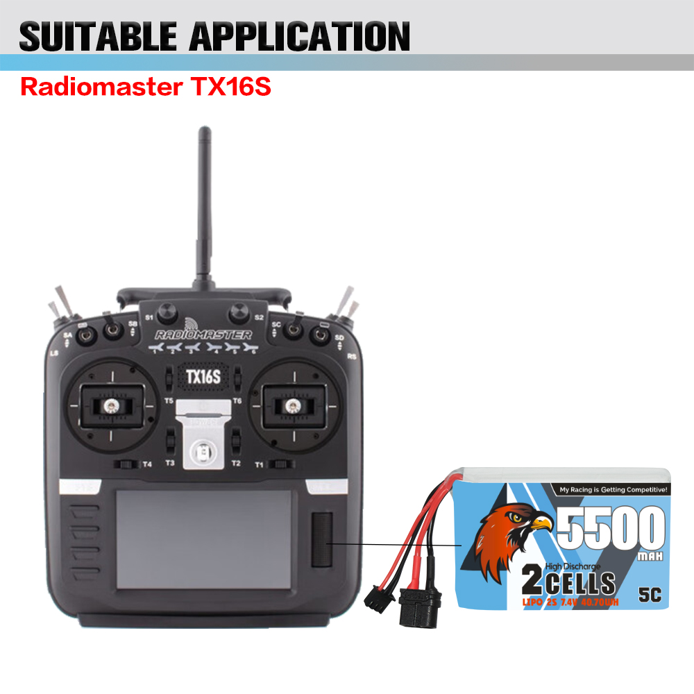 [���ܼ�] CD2S55005 [CODDAR] 7.4V 5500mAh 5C ������� ��Ƭ ������ ���͸� (Radiomaster TX16S ��� ����)