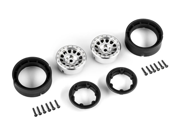 [ܼ] AX9781-SATIN [Traxxas] AX9781-SATIN Wheels, 1.0, Method Race Wheels? 105 Beadlock (satin chrome, beadlock) (2)