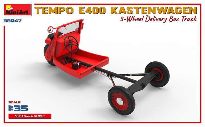 [ܼ] BE38047 [Miniart] BE38047 1/35 Tempo E400 Kastenwagen 3-Wheel Delivery Box Track