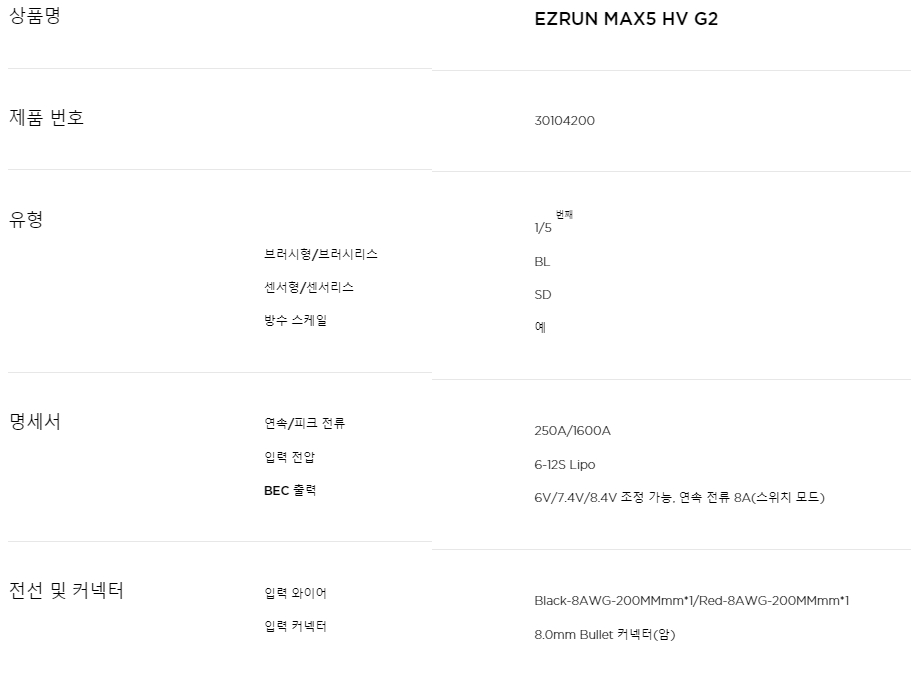 [���ܼ�] 30104200 [HOBBYWING] EZRUN MAX5 HV G2 (12�� �������� ����/250A) Sensorless ECS(1/5 ������ ������)
