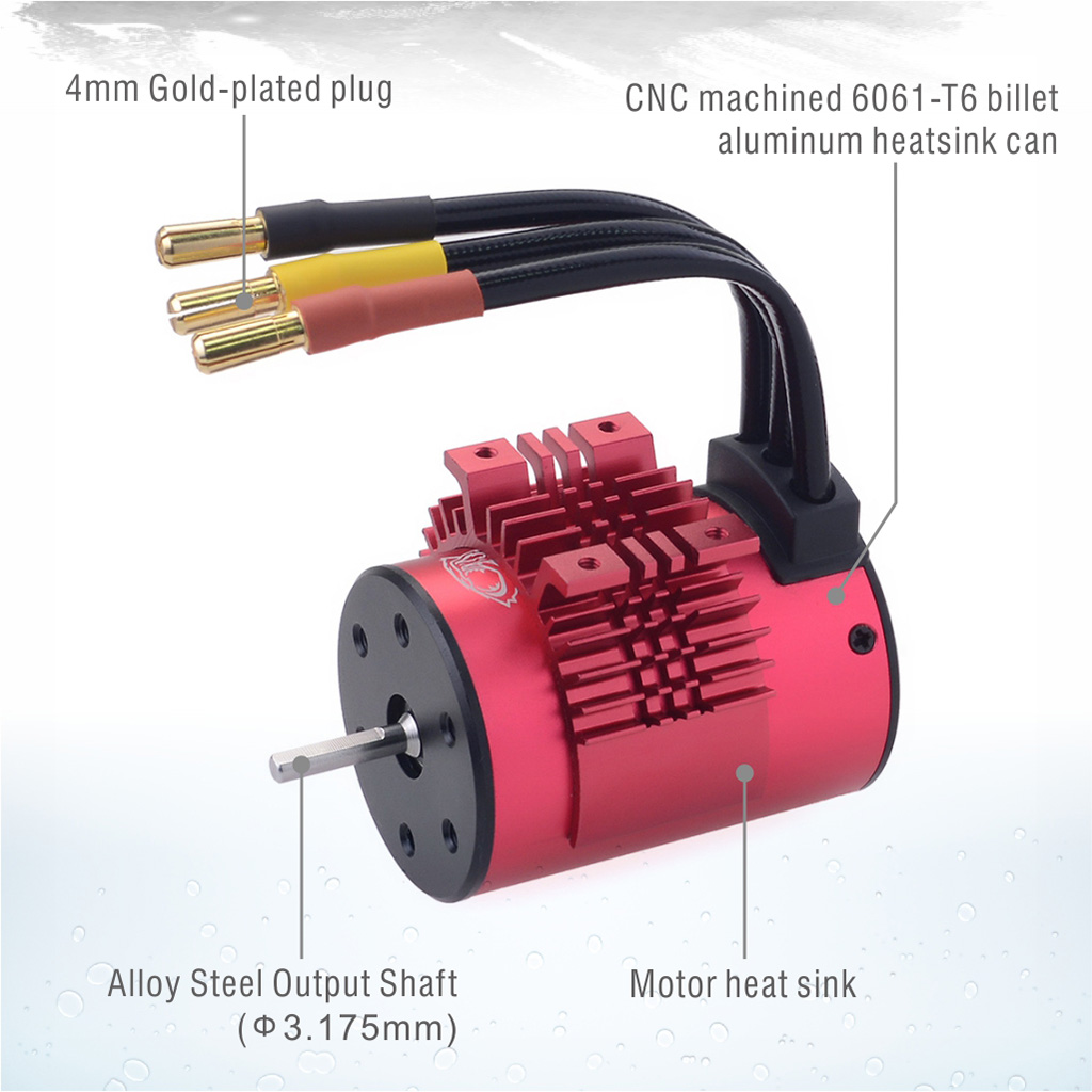 [ܼ] 697238888112 [SURPASS HOBBY] Waterproof 3650 Brushless Motor with 60A ESC Combo Red Heatsink (5200KV)