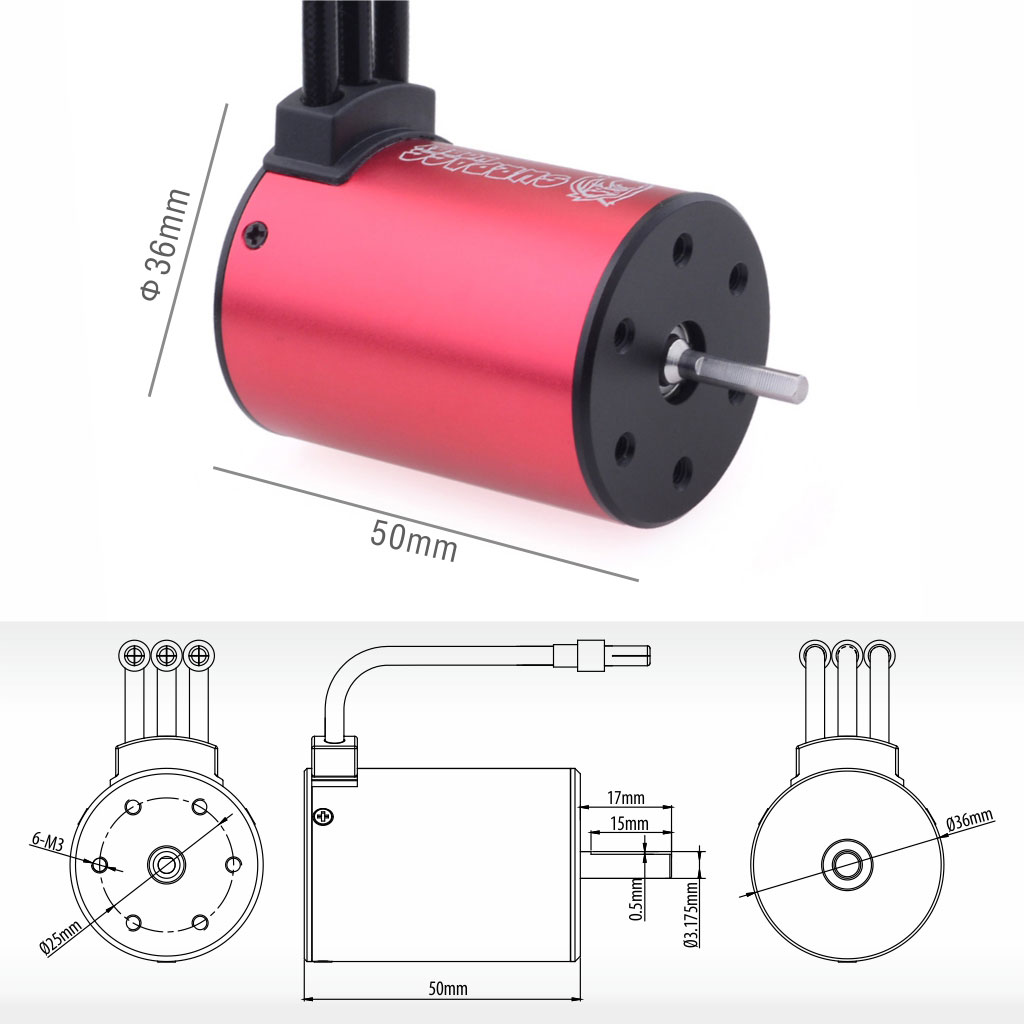 [ܼ] 697238888112 [SURPASS HOBBY] Waterproof 3650 Brushless Motor with 60A ESC Combo Red Heatsink (5200KV)