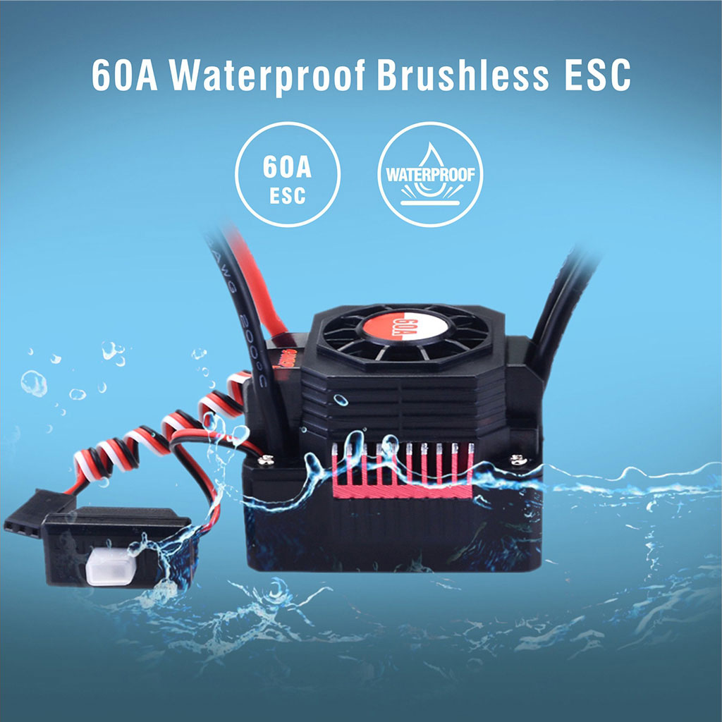 [ܼ] 697238888112 [SURPASS HOBBY] Waterproof 3650 Brushless Motor with 60A ESC Combo Red Heatsink (5200KV)