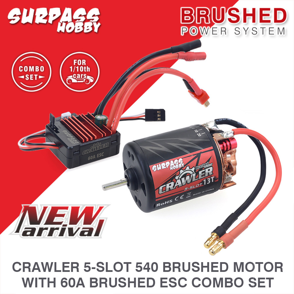 [���ܼ�] 697175079656 [SURPASS HOBBY] 540 5 Slot & Skewed stator 60A Brushed ESC for Crawler Car (11T RPM:19800)