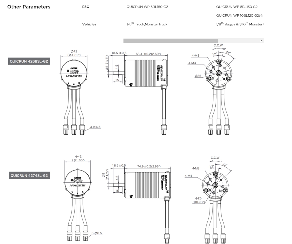 [ܼ] 30404700 [HOBBYWING] QuicRun 4274SL 2000KV G2 (3-6S) 