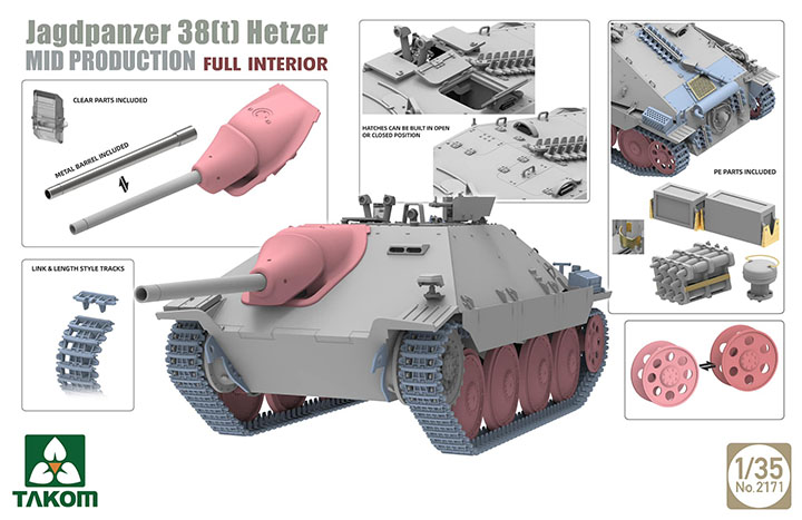 [ܼ] BT2171 [Takom] BT2171 1/35 Jagdpanzer 38(t) Hetzer Mid Production Full Interior