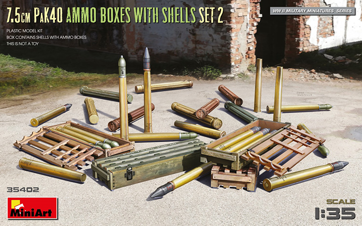 [ܼ] BE35402 [Miniart] BE35402 1/35 7.5cm PaK40 Ammo Boxes w/Shells