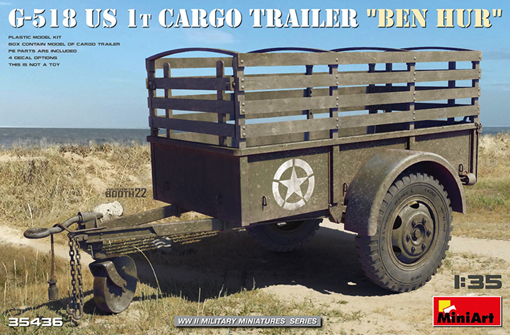 [ܼ] BE35436 [Miniart] BE35436 1/35 G-518 US 1t Cargo Trailer Ben Hur