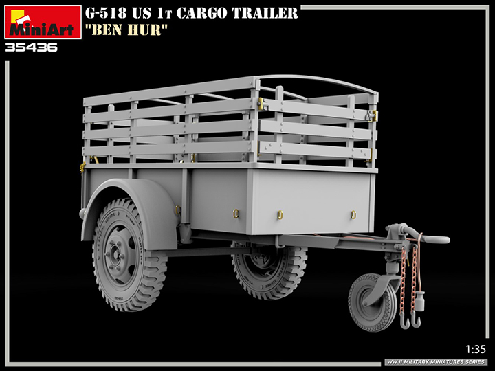 [ܼ] BE35436 [Miniart] BE35436 1/35 G-518 US 1t Cargo Trailer Ben Hur