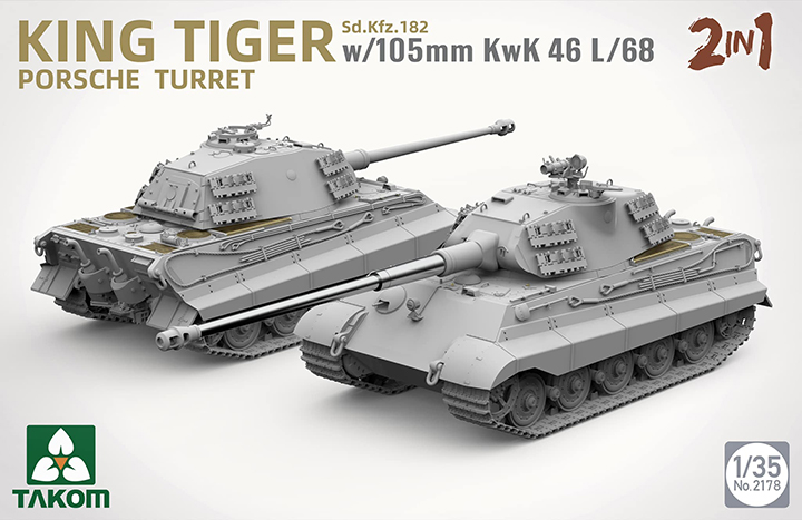 [ܼ] BT2178 [Takom] BT2178 1/35 King Tiger Sd.Kfz.182 Porsche Turret w/105mm KwK 46 L/68 (2 in 1)