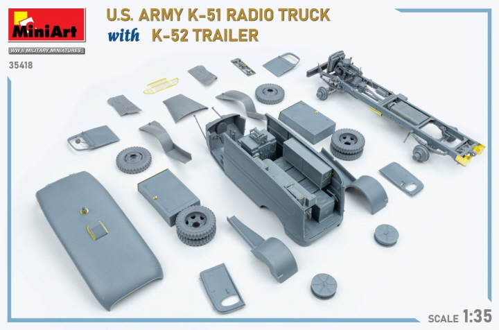 [���ܼ�] BE35418 [Miniart] BE35418 1/35 US ARMY K-51 Radio Truck w/K-52 Trailer Interior Kit