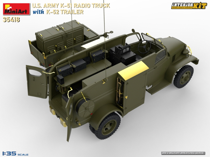 [���ܼ�] BE35418 [Miniart] BE35418 1/35 US ARMY K-51 Radio Truck w/K-52 Trailer Interior Kit