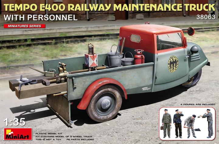 [ܼ] BE38063 [Miniart] BE38063 1/35 Tempo E400 Railway Maintenance Truck with Personnel