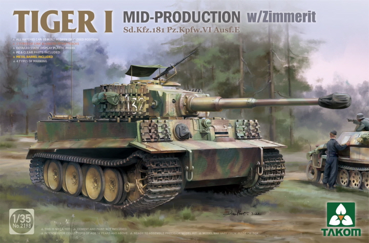 [���ܼ�] BT2198 [Takom] BT2198 1/35 Tiger I Mid Production w/Zimmerit Sd.Kfz.181 Pz.Kpfw.VI Ausf.E