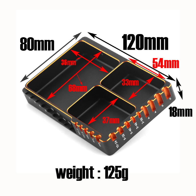 [ܼ] DTT09002 [DETAILS TECH] Multifunctional Aluminium Screw Tray for RC Car 120x80x18mm