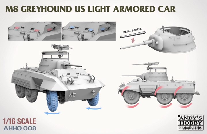 [ܼ] CDAHHQ-008 [Takom] CDAHHQ-008 1/16 M8 Greyhound US Light Armored Car