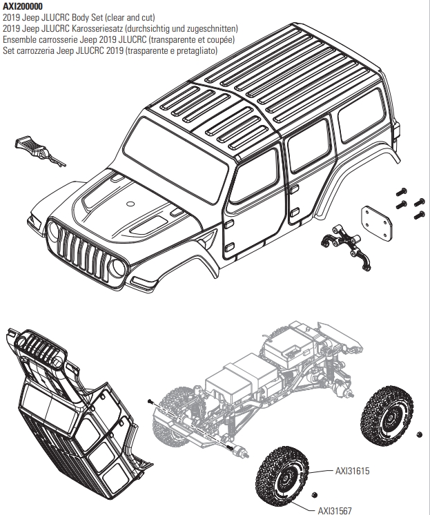 [���ܼ�] AXI00002V3T4 [Axial] 1/24 SCX24 ���� ���ַ� JLU 4X4 ��ũ��﷯ �귯�õ� Ǯ�� (�׸� �÷�)