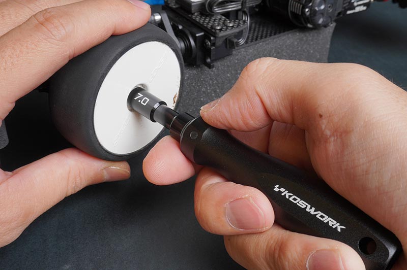 [���ܼ�] KOS13251-N7 [KOSWORK] Hard Coated Aluminum 7mm Compact Wheel Nut Driver (For 4mm nut) (Light Tri Handle)