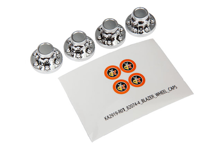 [ܼ] AX8164 [Traxxas] AX8164 Center caps,wheel-chrome(4)/decal sheet-requires 8255A extended thread stub axle