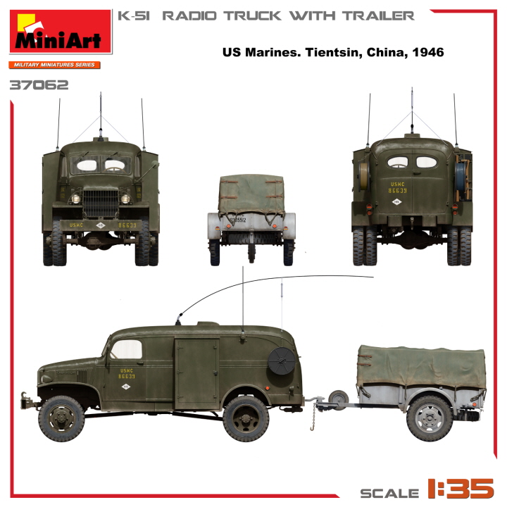 [���ܼ�] BE37062 [Miniart] BE37062 1/35 K-51 Radio Truck w/ Trailer