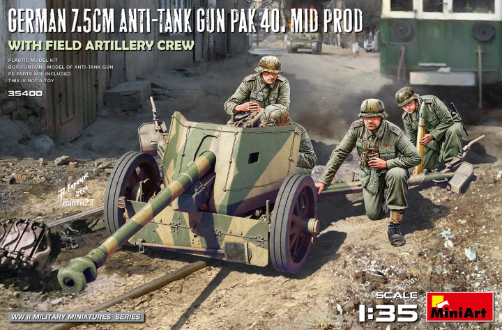 [ܼ] BE35400 [Miniart] BE35400 1/35 German 7.5cm Anti-Tank Gun PaK 40. Mid Prod w/ Artillery Crew