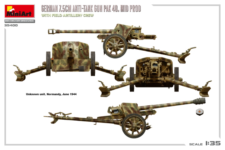 [ܼ] BE35400 [Miniart] BE35400 1/35 German 7.5cm Anti-Tank Gun PaK 40. Mid Prod w/ Artillery Crew