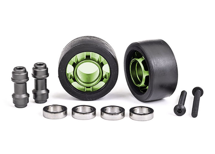 [���ܼ�] AX7775G [Traxxas] AX7775G Wheels, wheelie bar, 6061-T6 aluminum (green-anodized) (2)