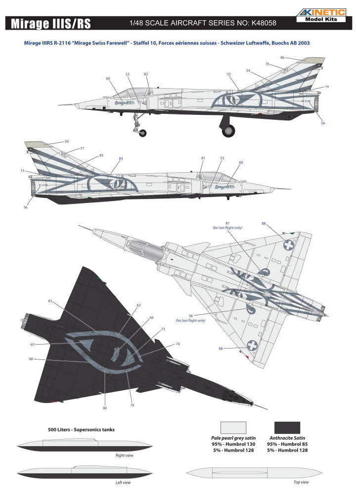 [���ܼ�] CNK48058 [Kinetic] CNK48058 1/48 Mirage III S/RS Swiss Armed Forces