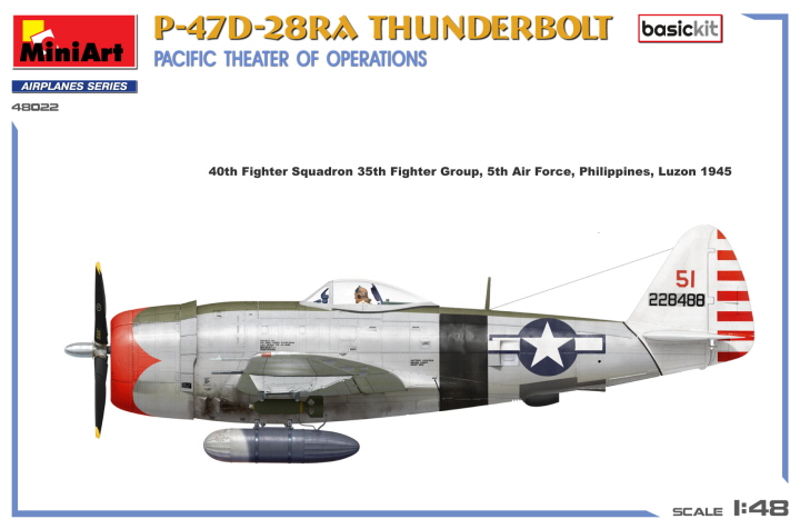 [ܼ] BE48022 [Miniart] BE48022 1/48 P-47D-28RA Thunderbolt Pacific Theater of Operations-Basic Kit