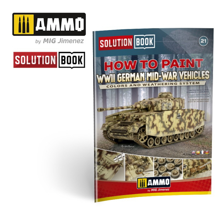 [ܼ] CG6527 [MIG AMMO] CG6527 How to Paint WWII German Mid-War Vehicles SOLUTION BOOK 21 (Multilingual Book)