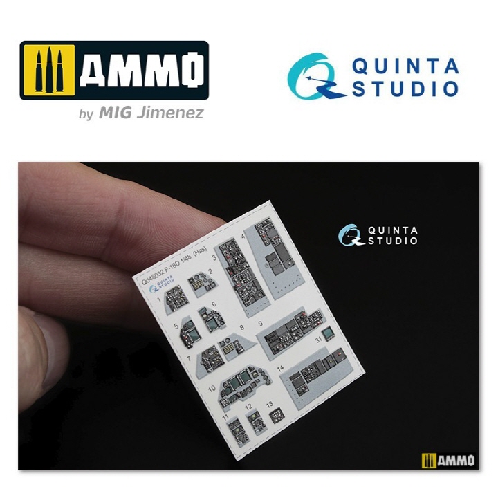 [ܼ] CGQD48032 [Quinta Studio] CGQD48032 1/48 F-16D 3D-Printed & Coloured Interior on Decal Paper (for Hasegawa Kit)