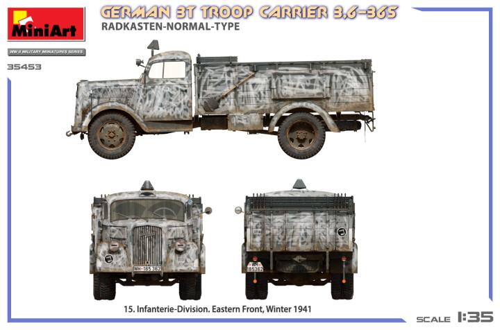 [ܼ] BE35453 [Miniart] BE35453 1/35 German 3t Troop Carrier 3,6-36S Radkasten-Normal-Type