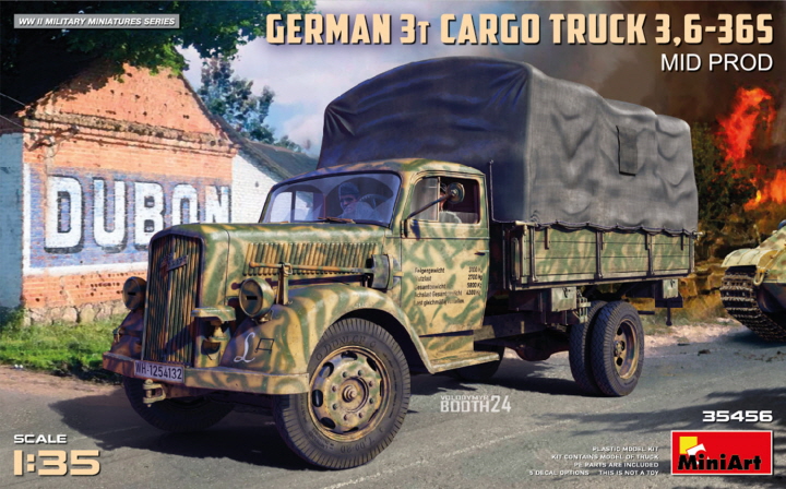 [ܼ] BE35456 [Miniart] BE35456 1/35 German 3t Cargo Truck 3,6-36S Mid Prod
