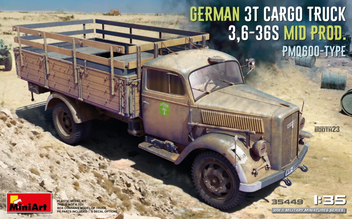 [ܼ] BE35449 [Miniart] BE35449 1/35 German 3t Cargo Truck 3,6-36SMid Prod PmQ600-Type
