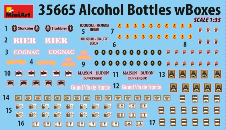 [ܼ] BE35665 [Miniart] BE35665 1/35 Alcohol Bottles w/Boxes