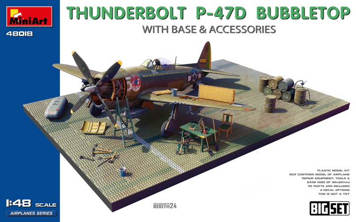 [ܼ] BE48018 [Miniart] BE48018 1/48 Thunderbolt P-47D Bubbletop w/Base & Accessories. Big Set